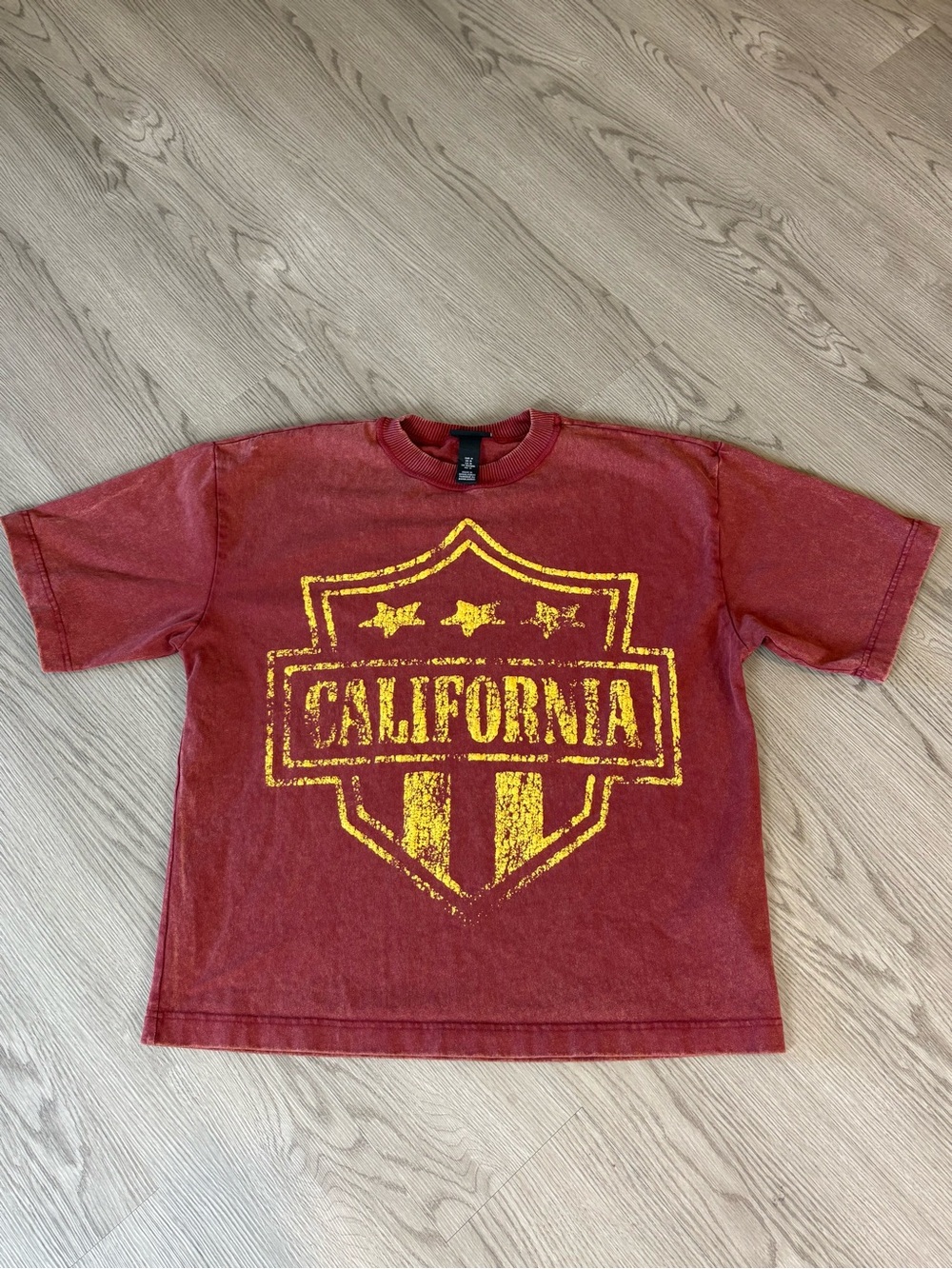 H&M Red Short Sleeve Tee with Yellow 'California' Graphic